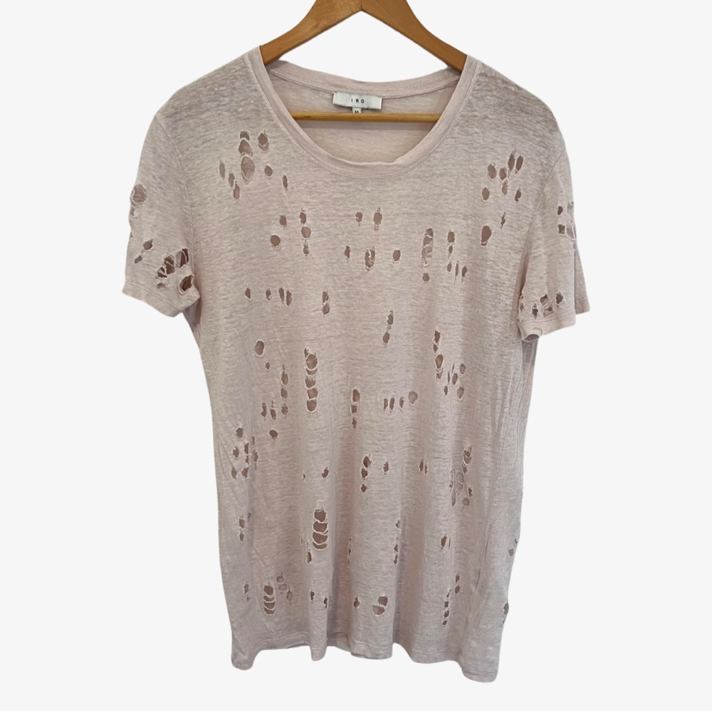 IRO  Women's Hole Linen T-Shirt In Clay M ($150)
